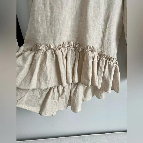NWT Lost In Lunar Linen Mila Oversized Longsleeve Ruffle Flowy Coastal Top XS - Picture 6 of 11